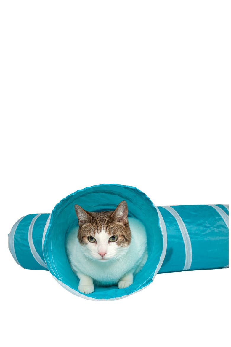 3-Way Kitting-Go-Seek Cat Tunnel, Alternate, color, BLUE/ WHITE