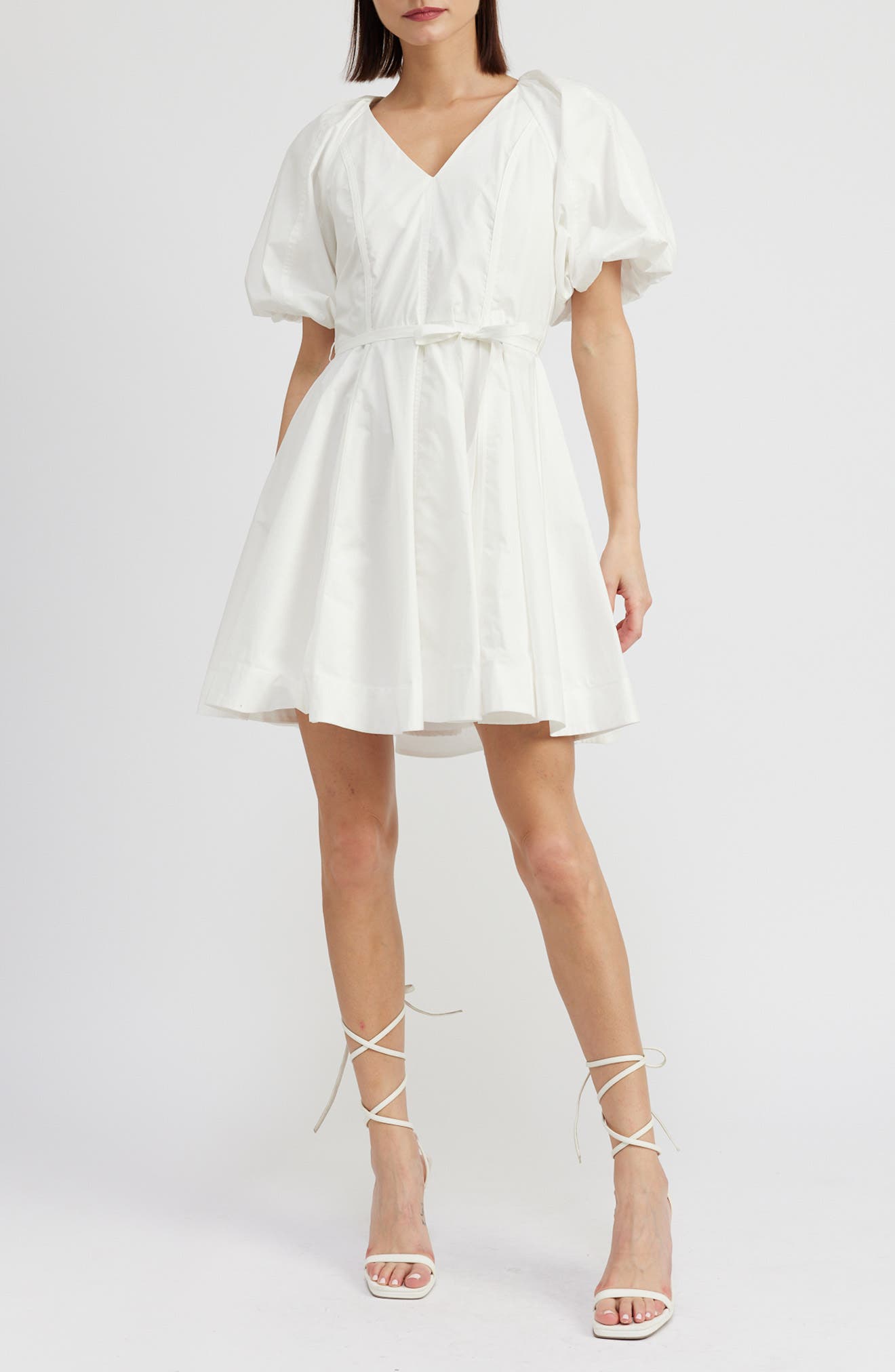 En Saison Caymen Cotton Puff Sleeve Minidress