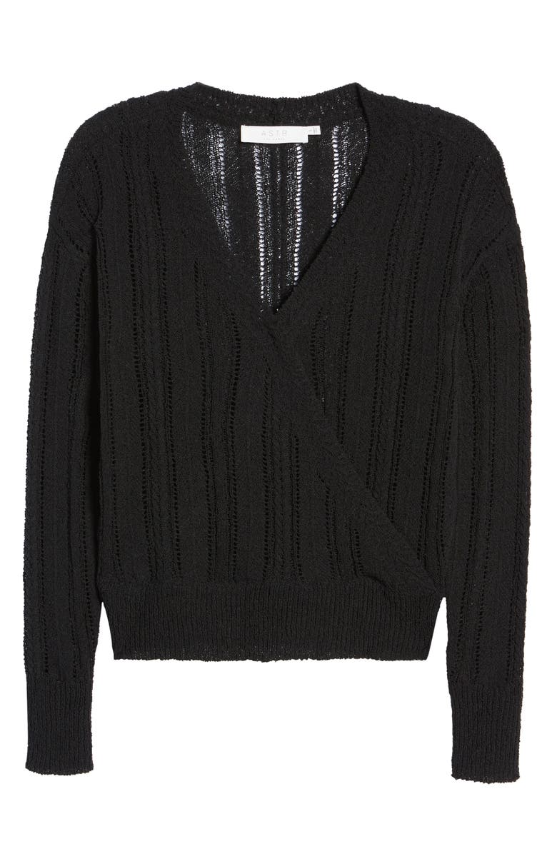 ASTR the Label Wrap Front Pointelle Sweater, Alternate, color, 