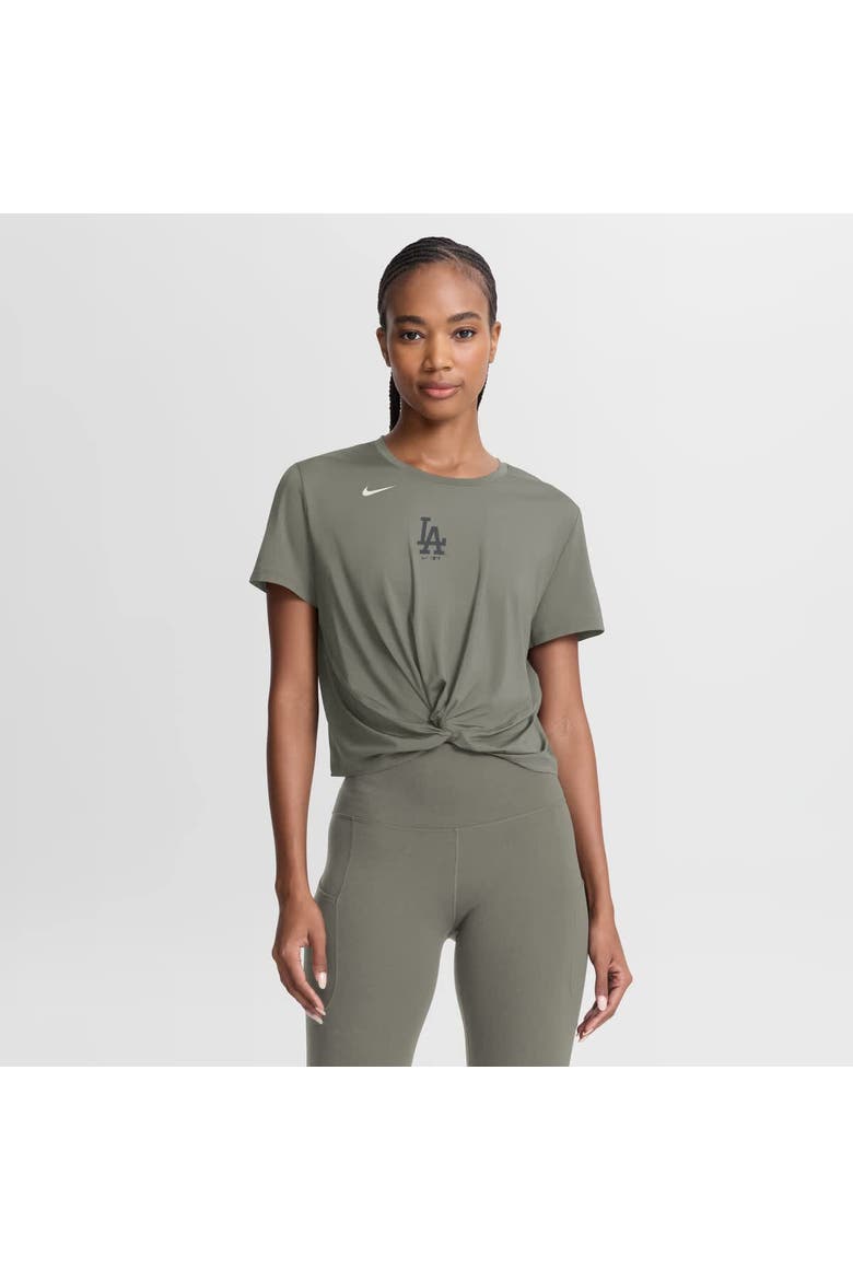 Women's Nike Olive Los Angeles Dodgers One Twist Dri-FIT Cropped T-Shirt, Main, color, Olive