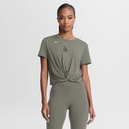 Nike Women's Nike Olive Los Angeles Dodgers One Twist Dri-FIT Cropped T-Shirt