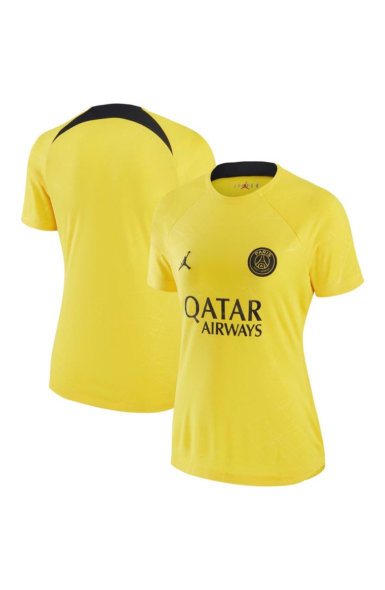 Jordan Brand Women's Jordan Brand Yellow Paris Saint-Germain 2022/23 Pre-Match Raglan Performance Top, Main, color, 