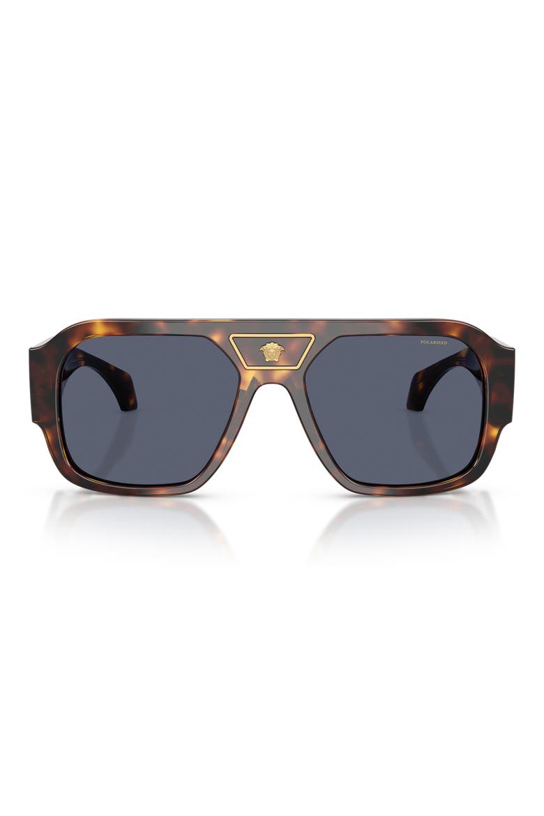 56mm Polarized Square Sunglasses, Main, color, HAVANA / DARK BLUE POLAR
