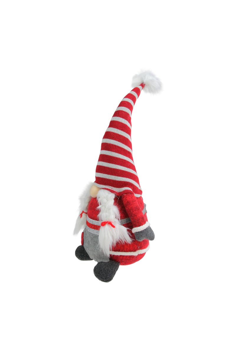 Northlight Girl Gnome with Pigtail Braids, Hearts and Striped Hat Christmas Figure - 15", Alternate, color, Red