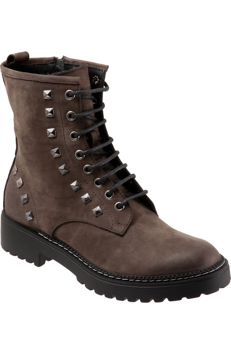 Bueno Studded Combat Boot, Main, color, Grey Nubuck
