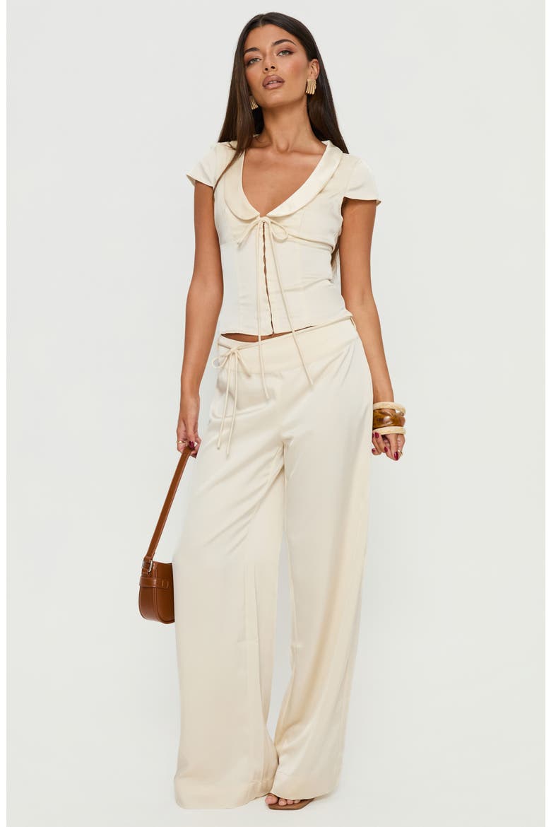 Aubrette Satin Wide Leg Pants, Alternate, color, CREAM