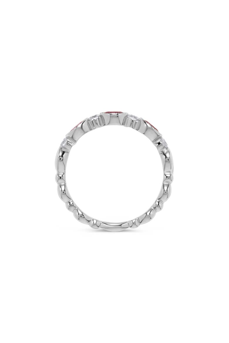 Milgrain Bezel Set Oval Ruby & Diamond Ring in 14K White Gold, Alternate, color, 14K White Gold