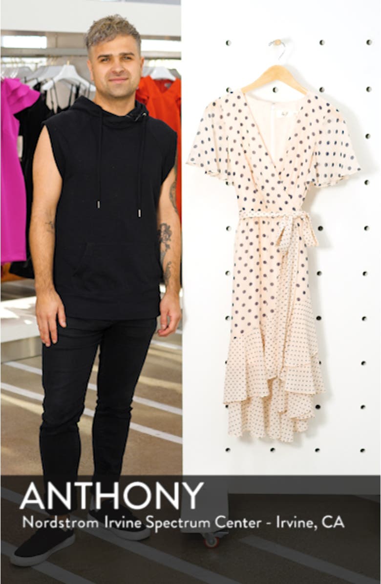 Polka Dot Chiffon Faux Wrap Dress, sales video thumbnail