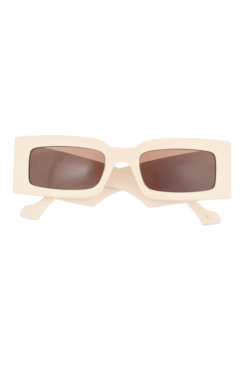 53mm Rectangular Sunglasses, Main, color, IVORY/ BROWN