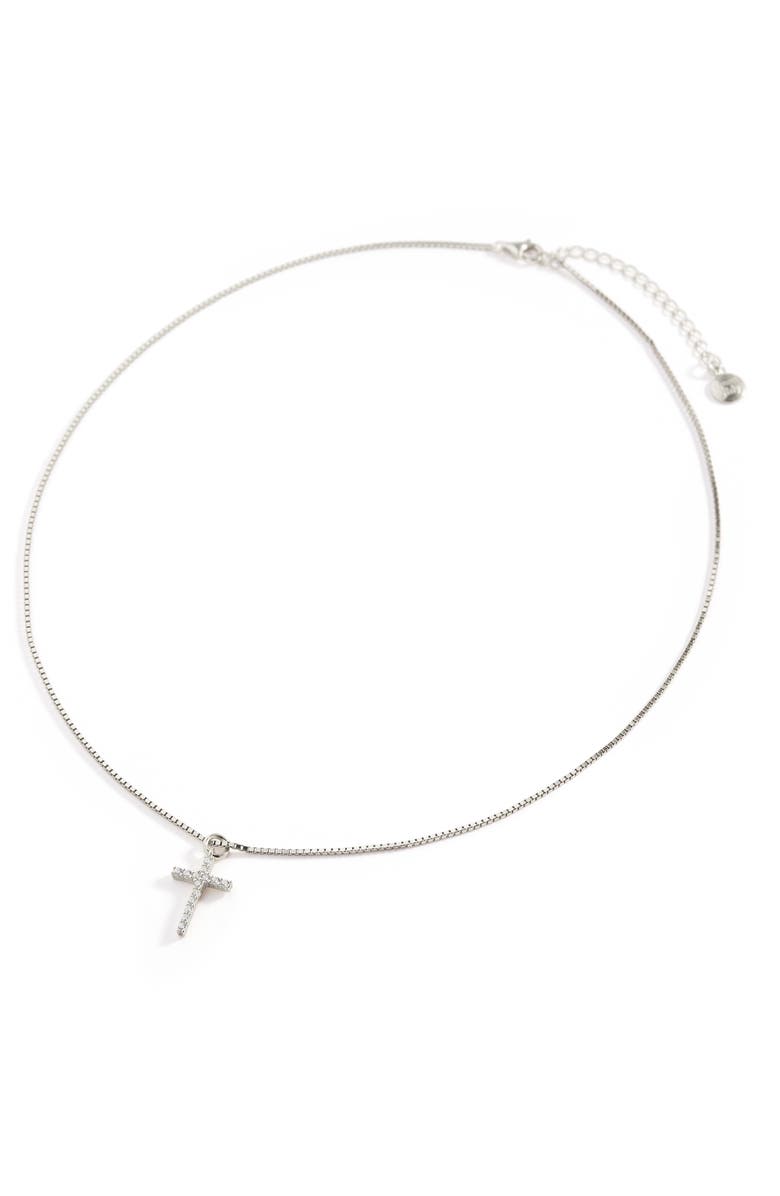 Mint & Lily Pave Cross Necklace, Alternate, color, 925 Sterling Silver
