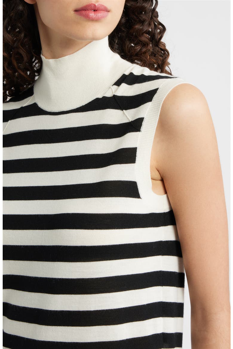 Fipini Mock Neck Wool Sweater Vest, Alternate, color, MONOCHROME STRIPE