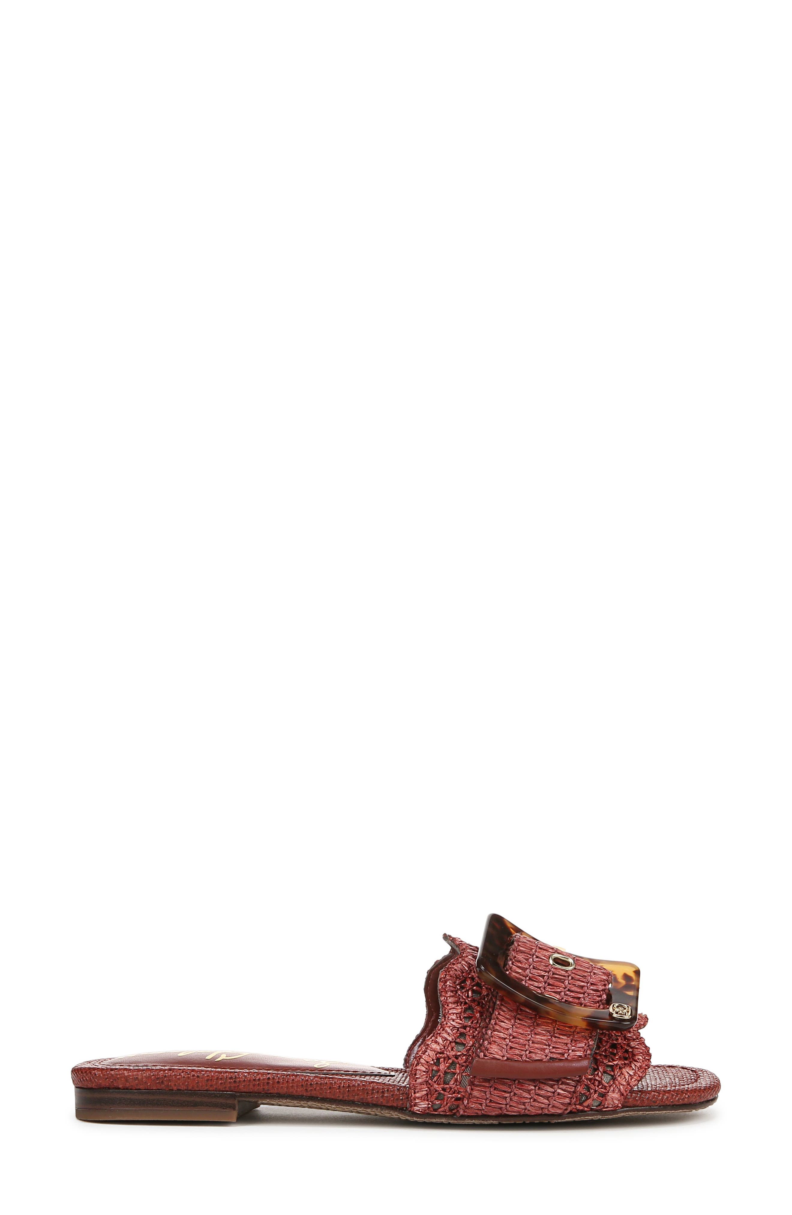 Bambi Raffia Buckle Slide Sandal, Alternate, color, WARM SIENNA