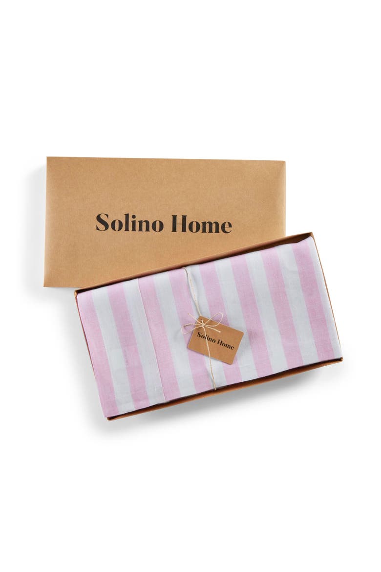 Linen Tablecloth - Sorrento Stripe, Alternate, color, Pink and White