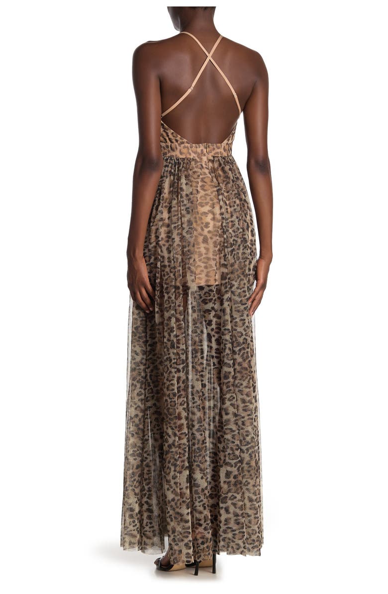MEGHAN LA Enchanted Garden Leopard Print Maxi Dress, Alternate, color, 