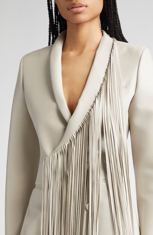 Shop Diesel ® G-shank Fringe Faux Leather Blazer In Pale/grey