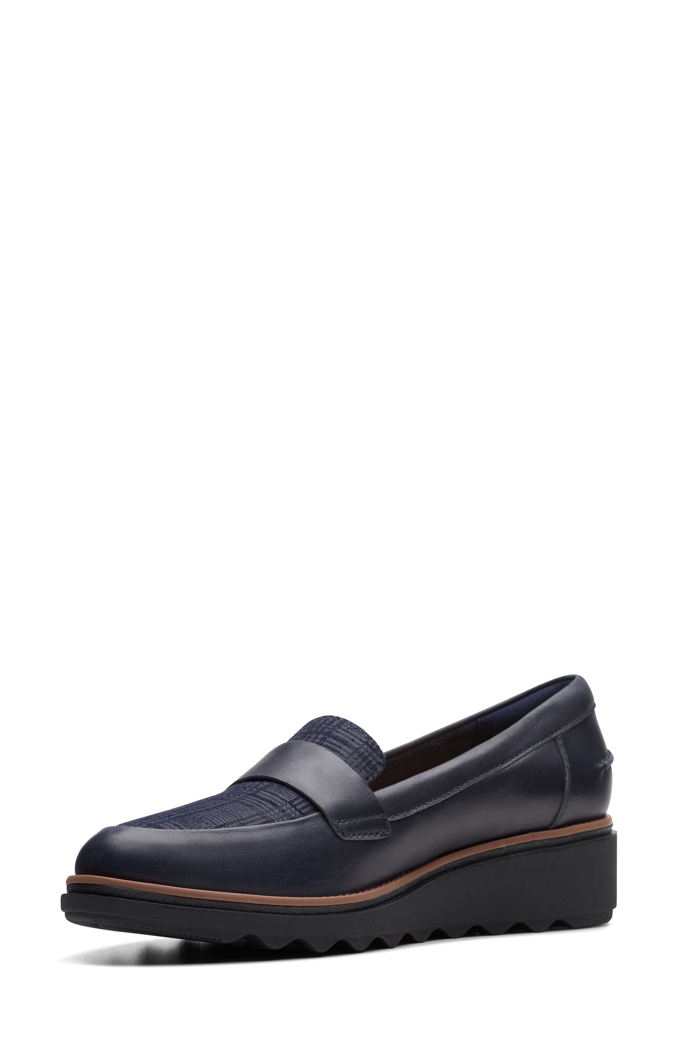 Clarks<sup>®</sup> Sharon Grace Loafer, Alternate, color, Navy Combi Leather