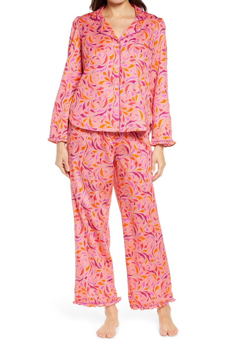 Women's Marilyn Print Crop Organic Cotton Pajamas, Main, color, TROPICAL SCROLLS PRINT