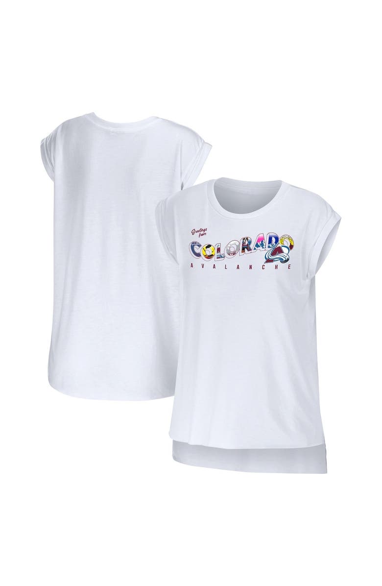 WEAR by Erin Andrews Women's WEAR by Erin Andrews White Colorado Avalanche Greetings From Muscle T-Shirt, Main, color, 