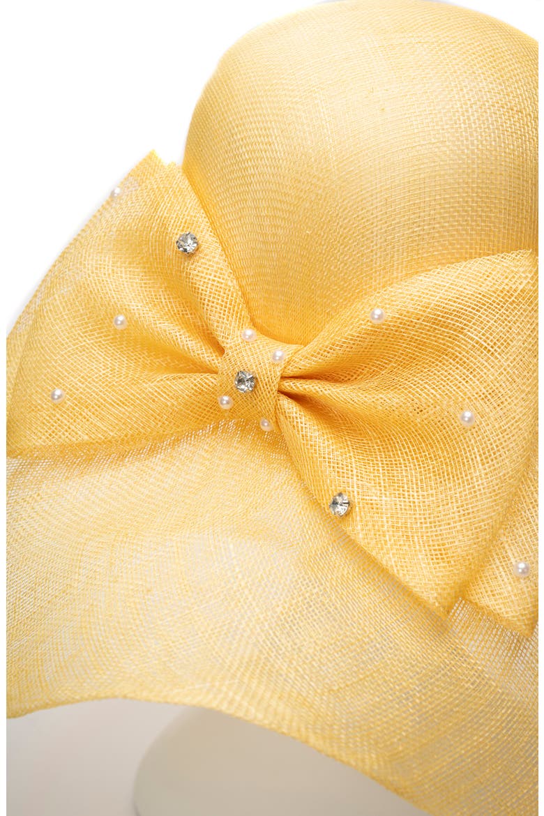 Large Bow Sinamay Floppy Hat, Alternate, color, PALE YELLOW