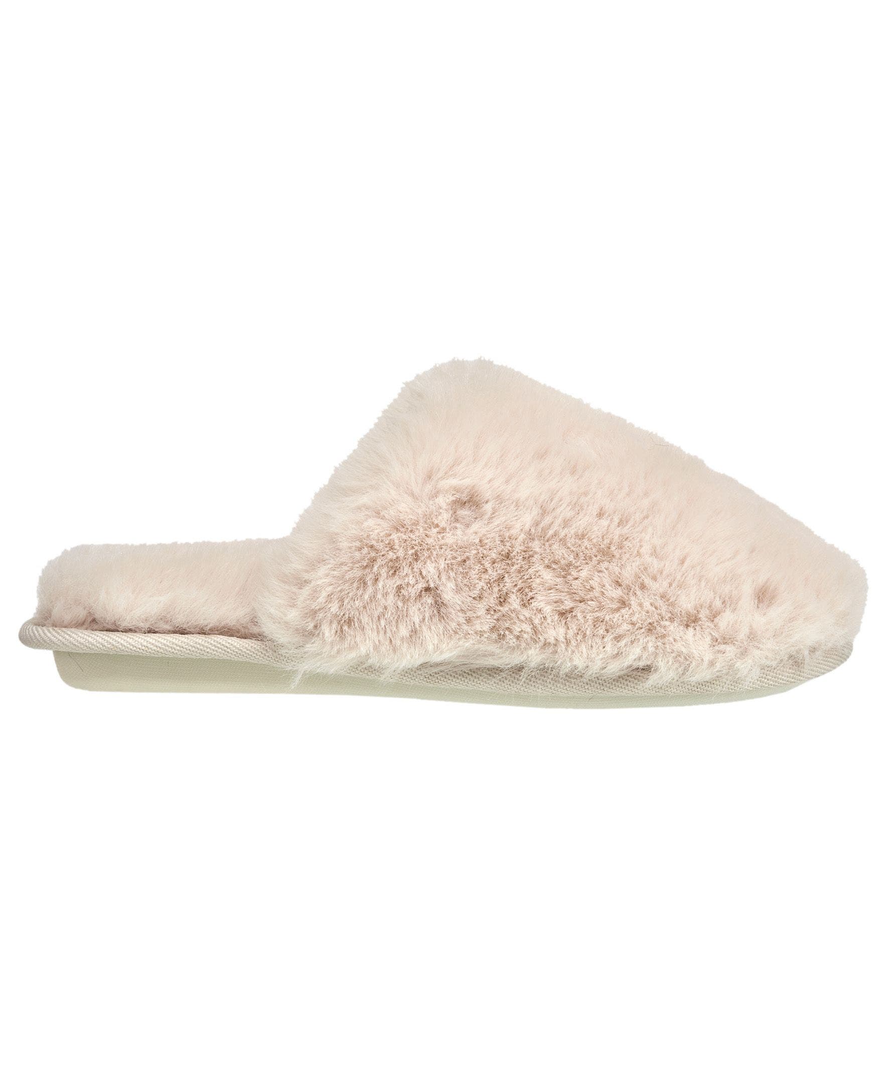 Faux Fur Closed Scuff Slipper, Alternate, color, Cream