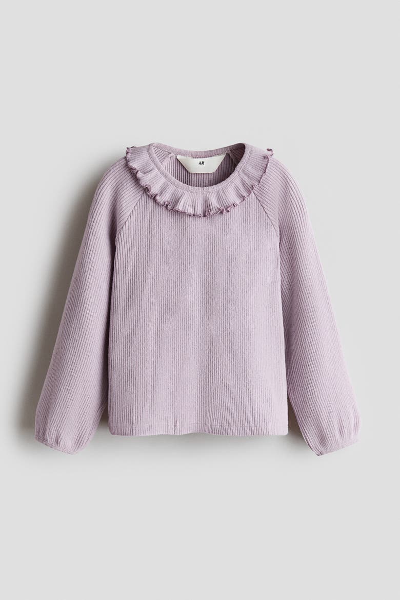 Ruffle-Trimmed Cotton Top, Alternate, color, Light purple