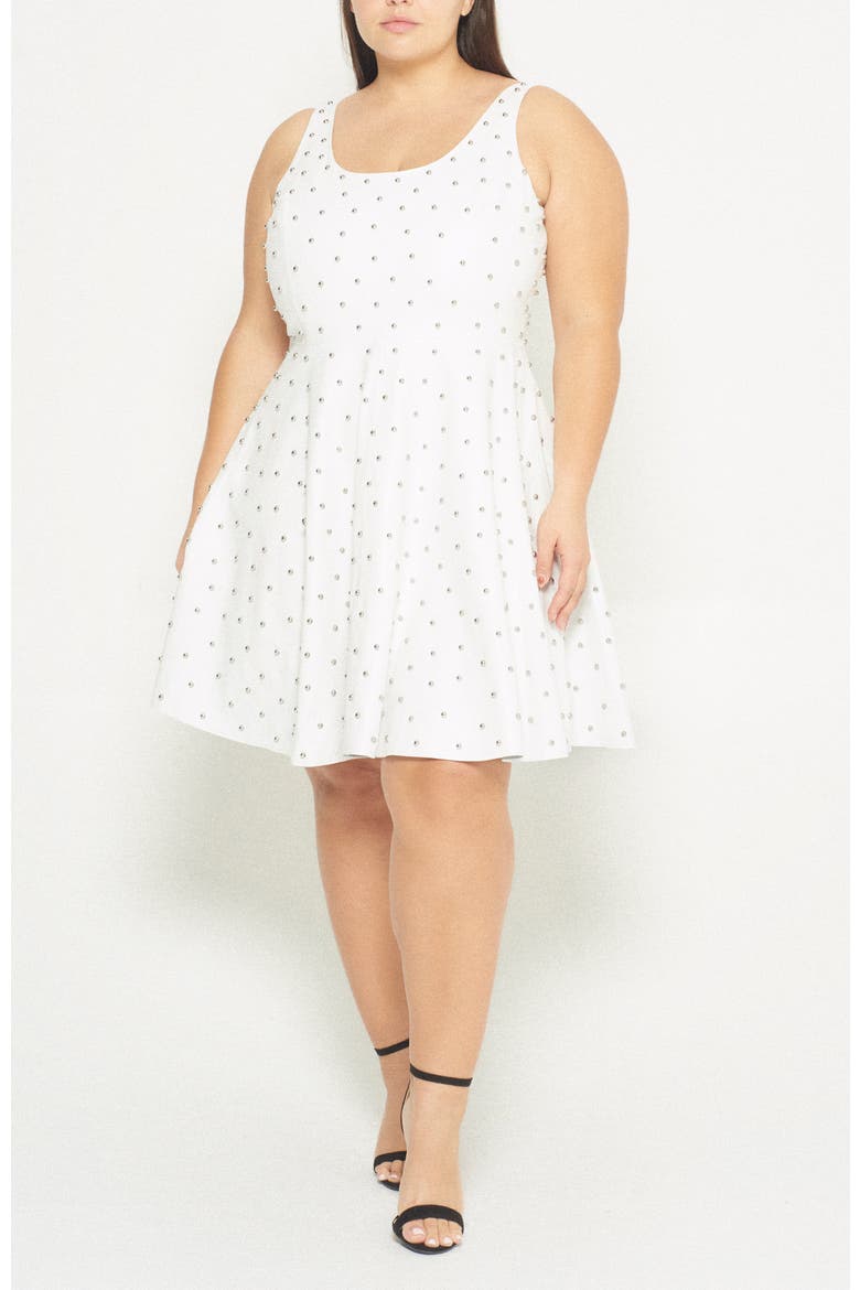 Margot Upcycled Leather Dress, Alternate, color, White