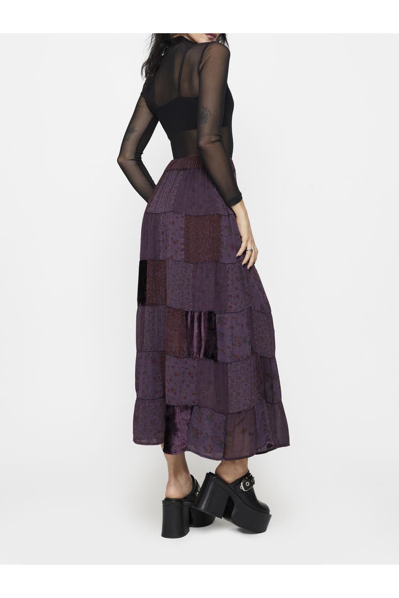 Mabel Floral Patchwork Skirt, Alternate, color, Purple