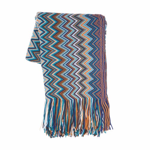 C & F Home C&f Home Zig Zag Accent Throw Blankets In Blue