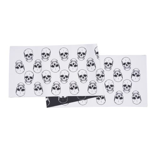 C & F Home C&f Home Skeleton Skulls Pattern Halloween Reversible Decorative Table Runner 14" X 72" In Black