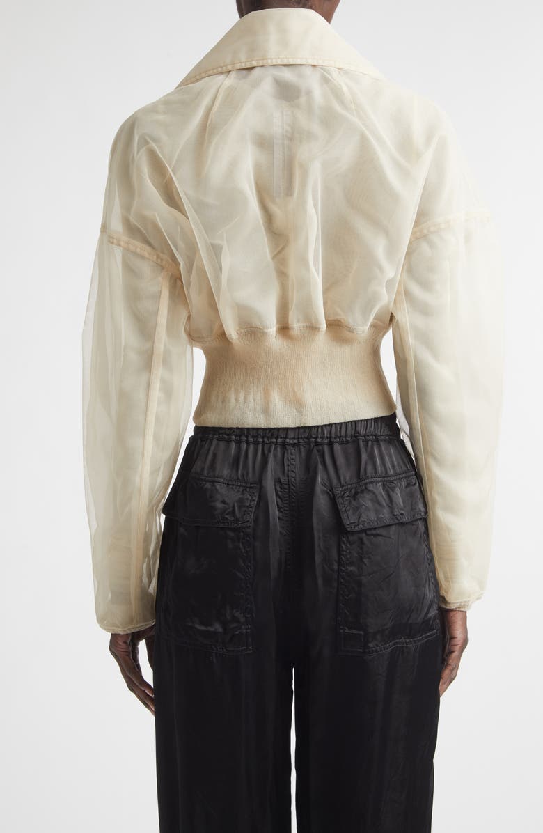 Rick Owens Dracucollar Crop Tulle Bomber Jacket, Alternate, color, Sand