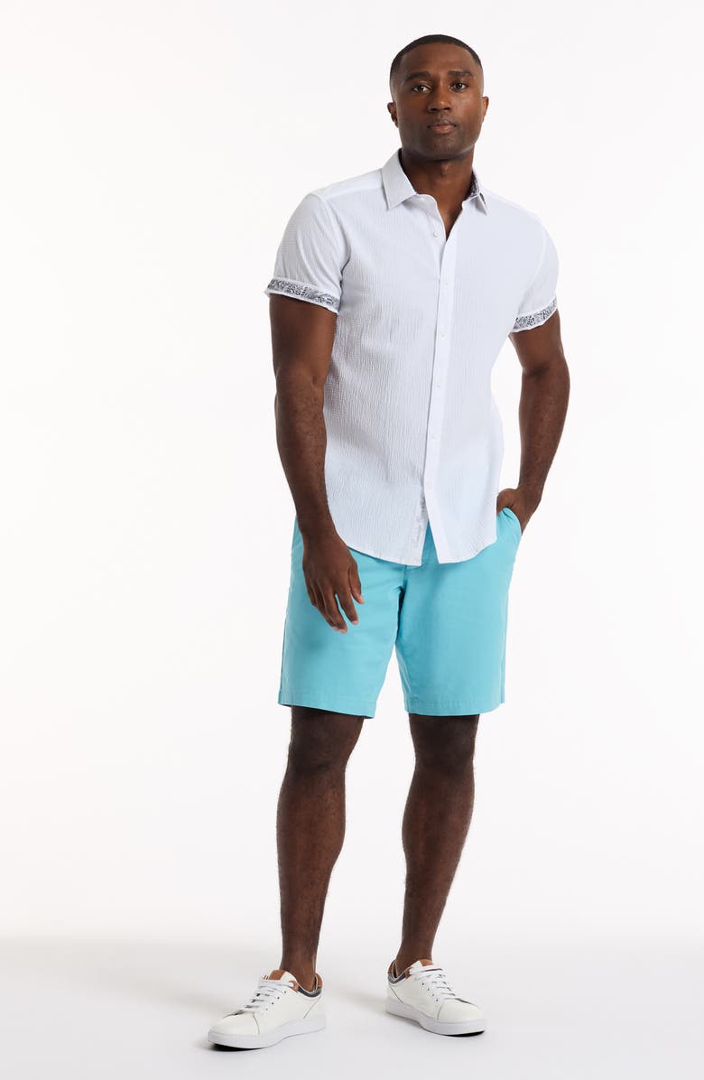 Robert Graham Harbor Short Sleeve Stretch Cotton Button-Up Shirt, Alternate, color, White