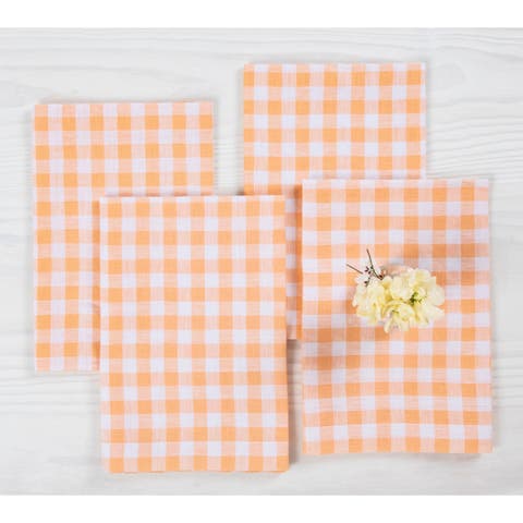 Linen Dinner Napkins Set of 4, 20 x 20 Inch for Dining Table, Holiday and Everyday Table Decor - Gingham Check