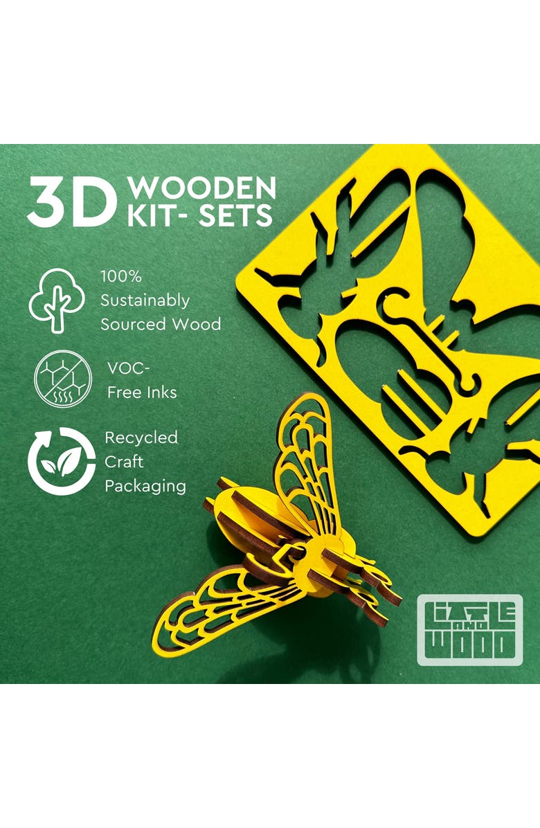 Little & Wood Woodlet Medium Red Sports Car 3D Wooden Kitset,Ages 6+, Alternate, color, Multicolored