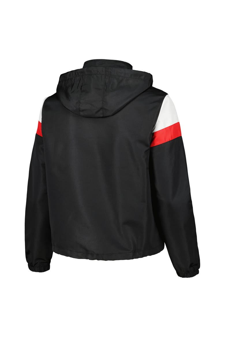 Women's Profile Black Cleveland Guardians Plus Size Anorak Quarter-Zip Hoodie, Alternate, color, Navy