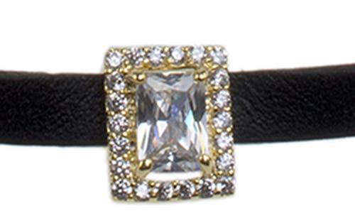 Cz By Kenneth Jay Lane Cubic Zirconia Faux Leather Choker Necklace In Black
