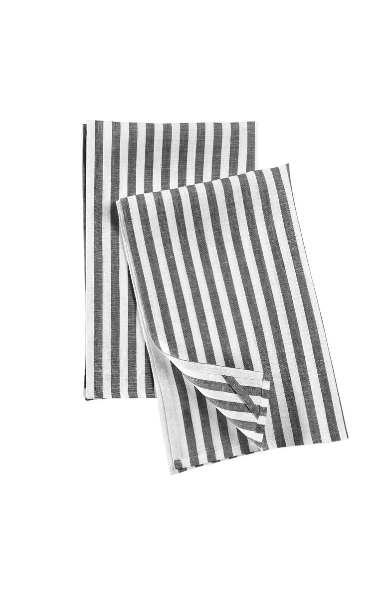 Solino Home Linen Kitchen Towels - Amalfi Stripe, Alternate, color, Black And White