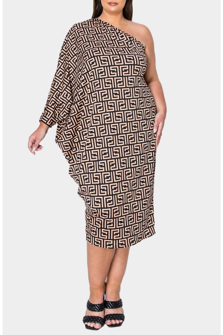 Persephone One-Shoulder Bracelet Sleeve Dress, Main, color, BLACK STONE