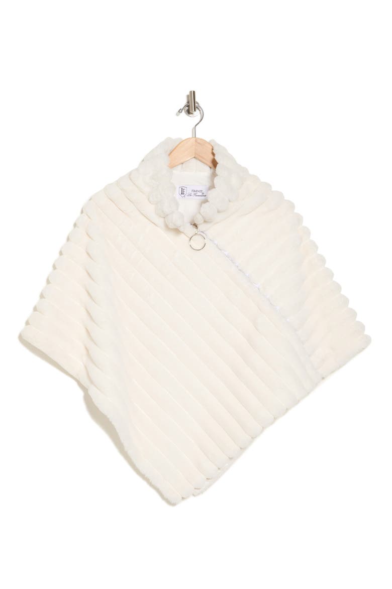 Faux Fur Poncho, Alternate, color, WHITE