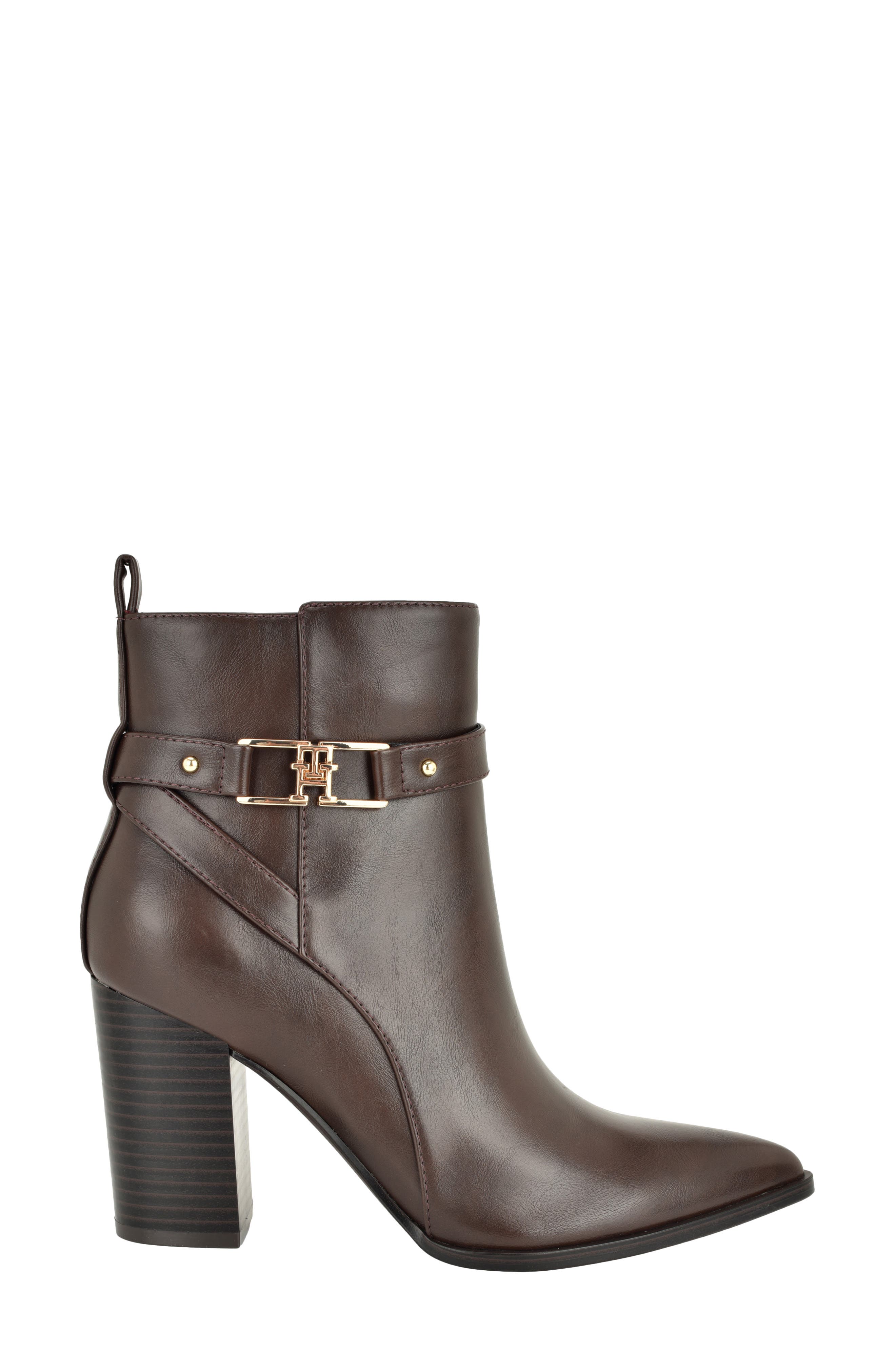 Midna Faux Leather Bootie, Alternate, color, MID BROWN
