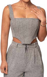 JLUXLABEL Herringbone Crop Corset Top
