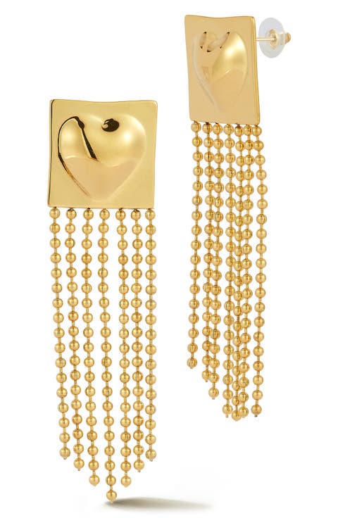 Heart Square Ball Chain Drop Earrings