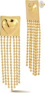 CHLOE AND MADISON Heart Square Ball Chain Drop Earrings