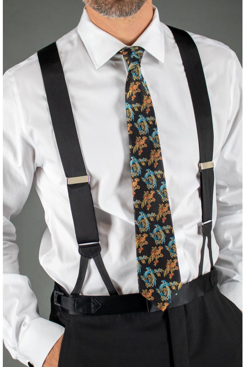 Birds of Prosperity Silk Tie, Alternate, color, BLACK