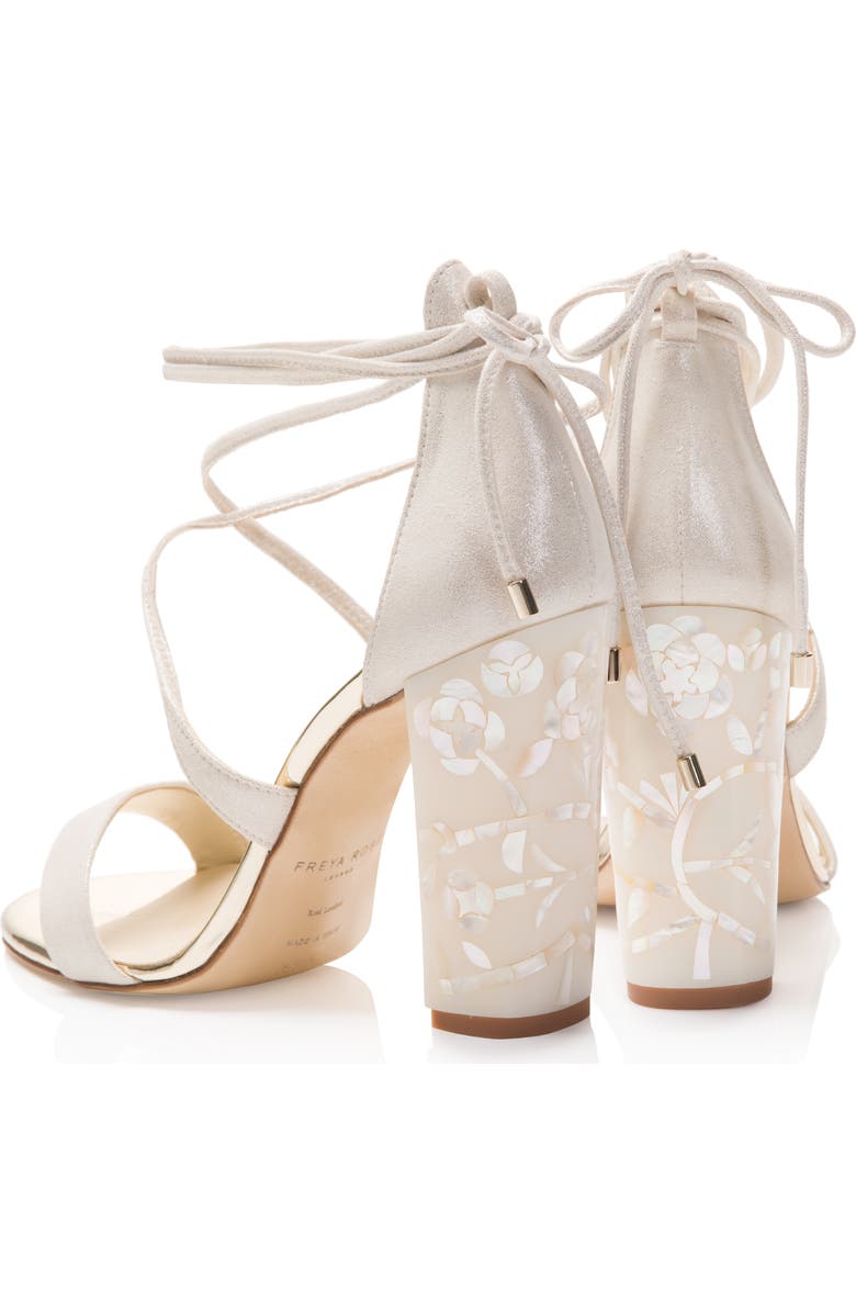 Freya Rose Flora Ankle Strap Pearl Heel Sandal, Alternate, color, Ivory