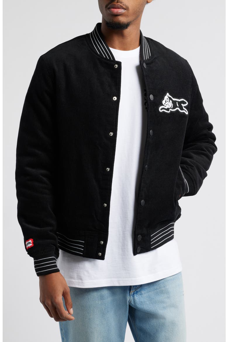 Hounds Corduroy Varsity Jacket, Main, color, BLACK