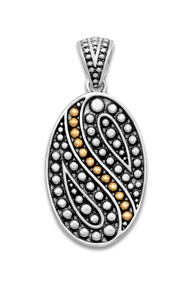 Sterling Silver & 18K Gold Dot Oval Pendant, Main, color, SILVER AND GOLD