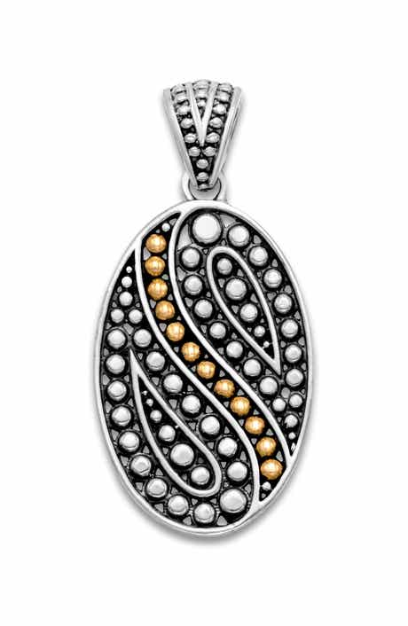 SAMUEL B. Sterling Silver & 18K Gold Dot Oval Pendant