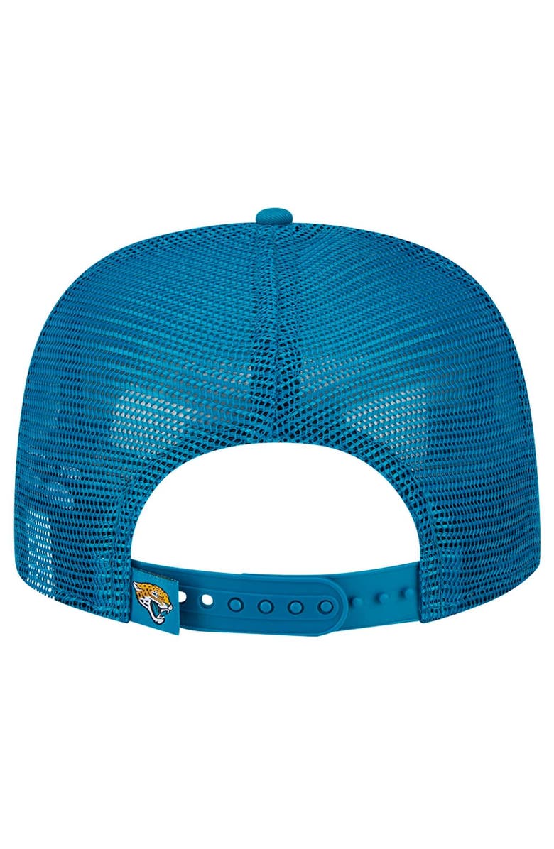 New Era Men's New Era White/Teal Jacksonville Jaguars Distressed 9FIFTY A-Frame Snapback Hat, Alternate, color, White