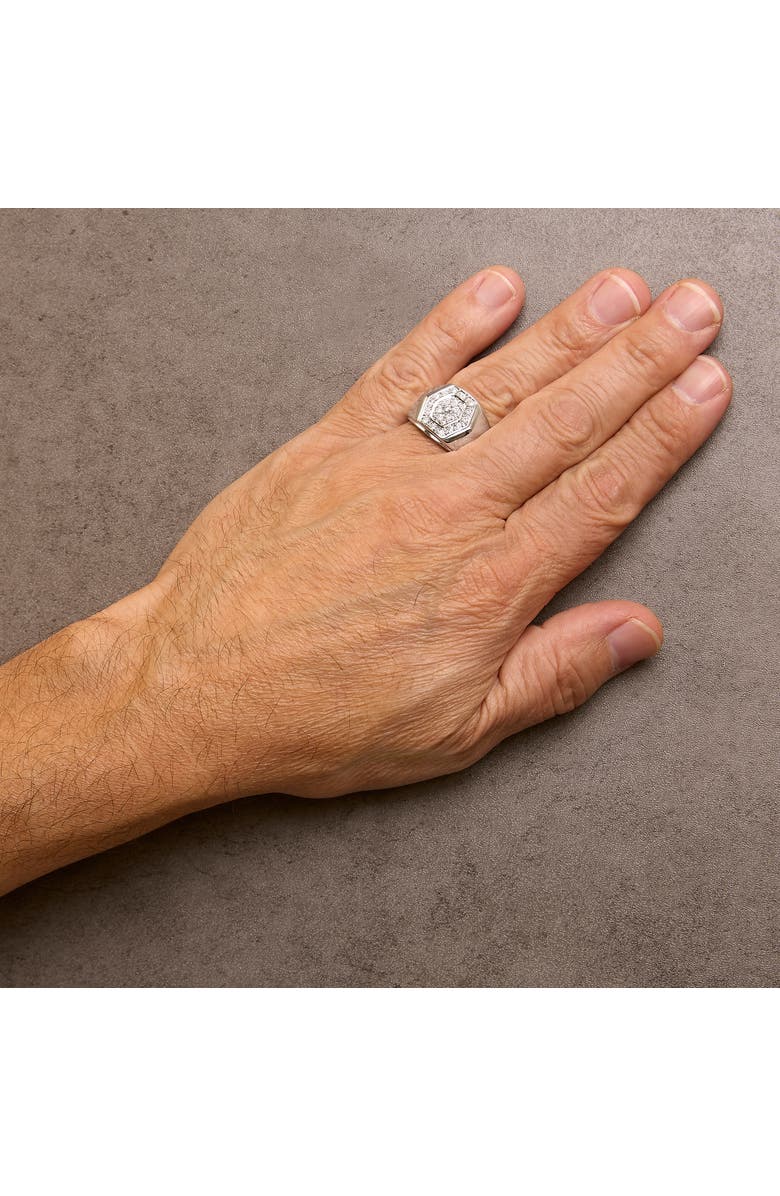 Haus of Brilliance Men's Silver 1/2 Cttw Multi-Diamond Hexagon Frame Ring, Alternate, color, Silver