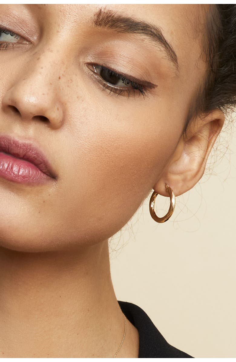 Oradina 10K Gold Goddess Midi Hoops Earrings, Alternate, color, Yellow Gold